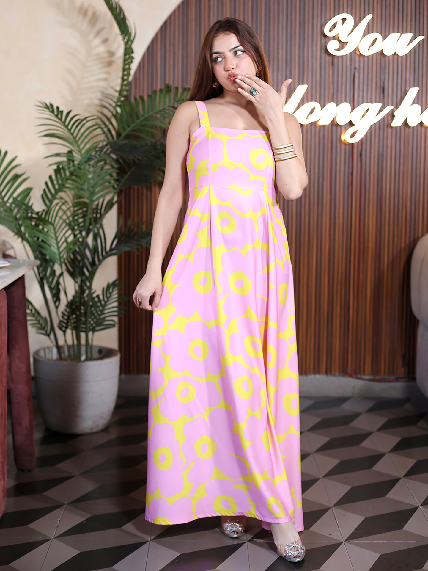 Golden Kite Shoulder Strap Maxi Dress