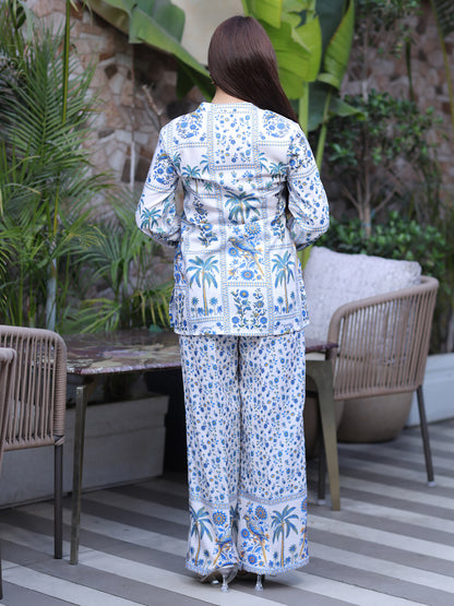 Golden Kite Women Cream Floral print Co-Ord Set