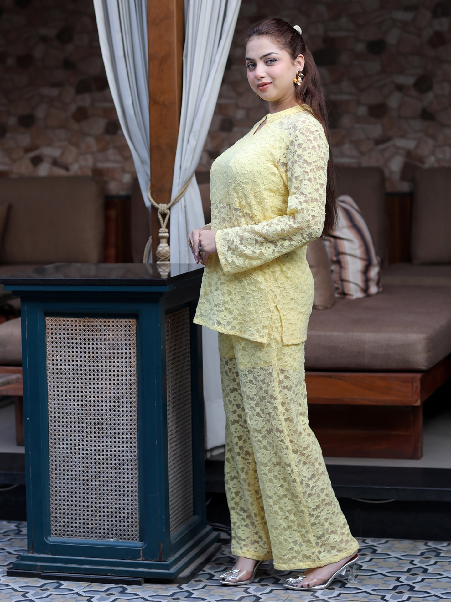 Golden Kite Women Stretch Lace Co-Ord Set