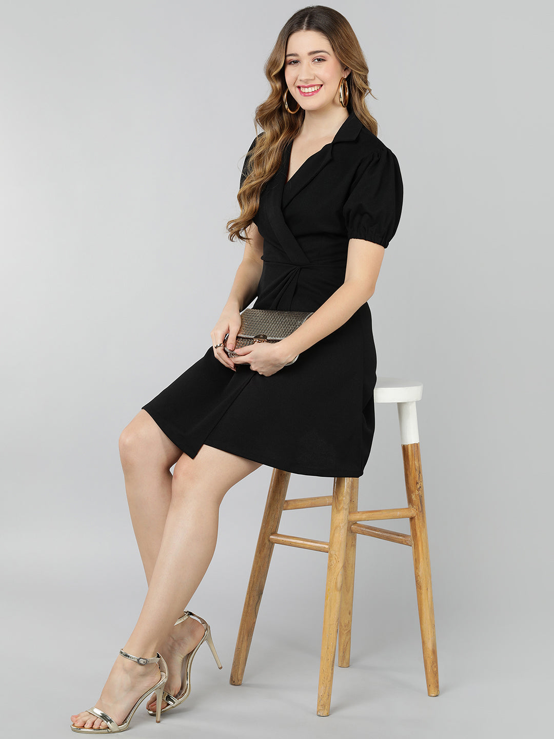 Golden Kite knotch collar wrap dress