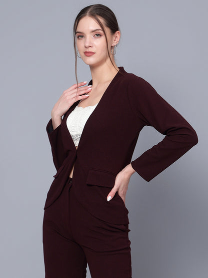 Golden Kite Women Black Solid Single-Breasted One Button Blazer