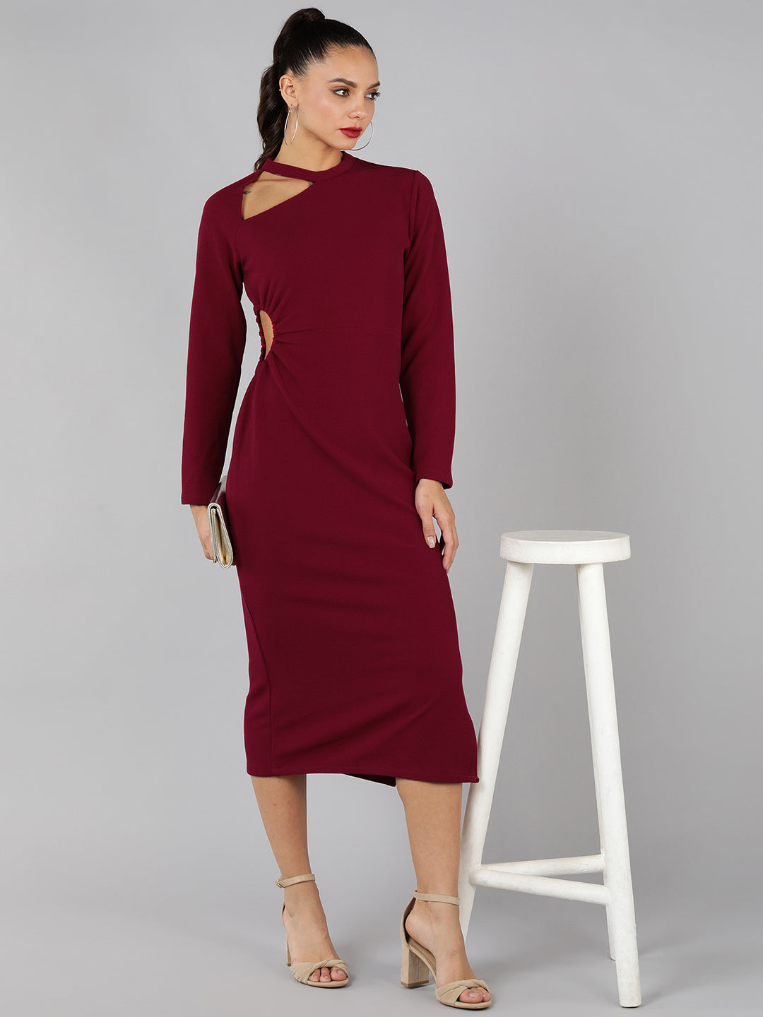 Golden Kite cut-out side slit midi dress