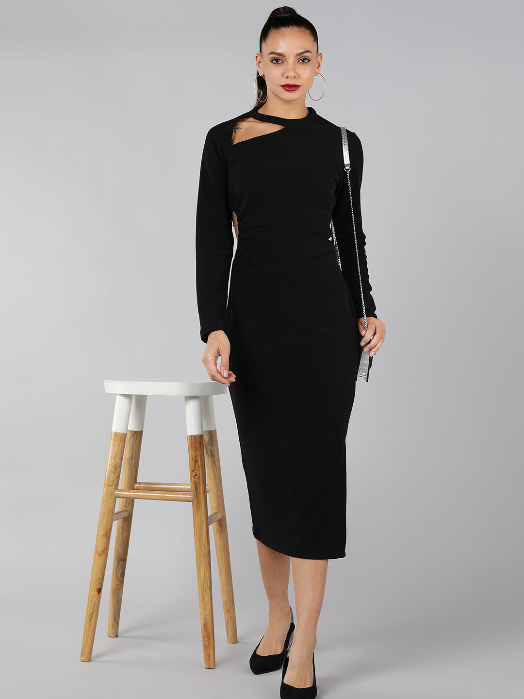 Golden Kite cut-out side slit midi dress