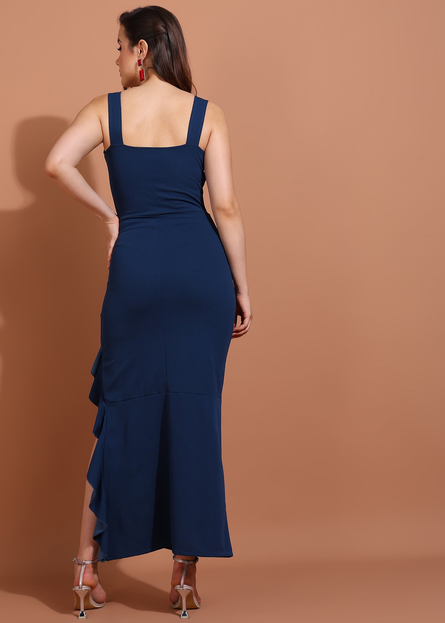 Golden Kite Black V-Neck Sleeveless ruffled Maxi Dress