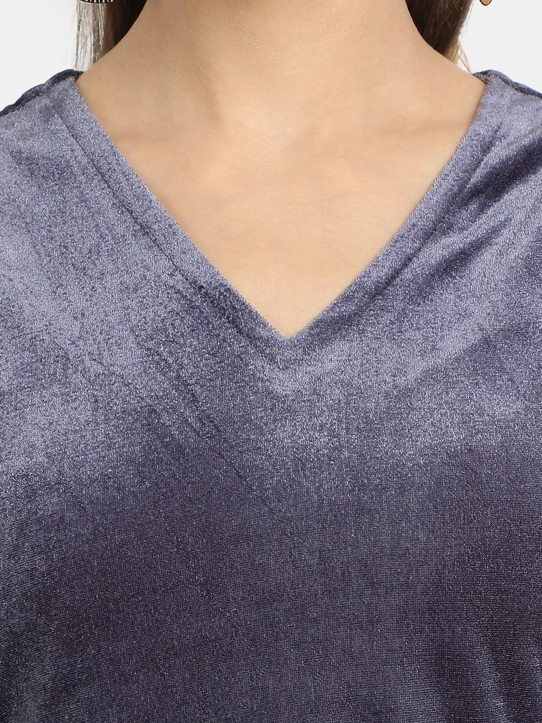 Golden Kite V-Neck A-line Velvet Midi Dress