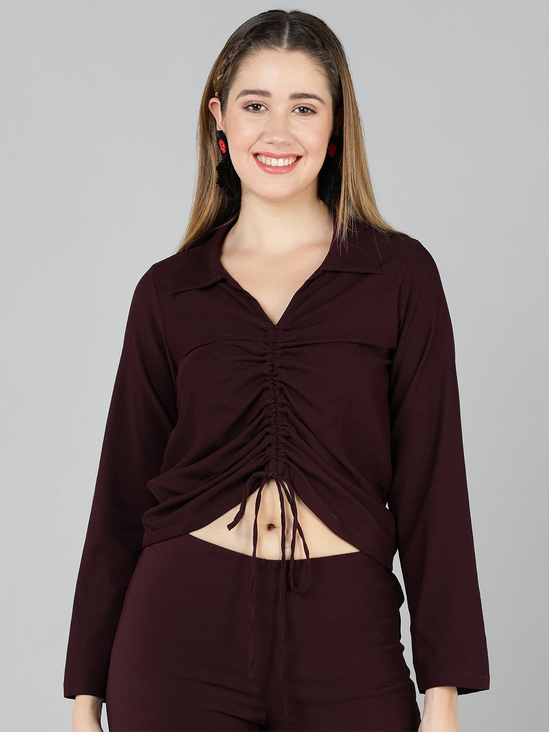 Golden Kite Green Shirt Style Top , Has a front drawstring detail