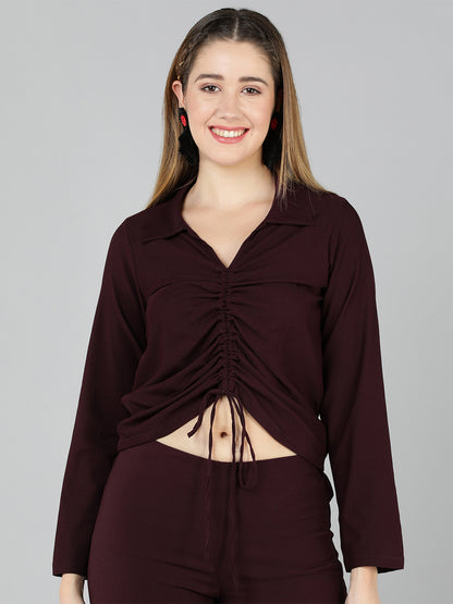 Golden Kite Green Shirt Style Top , Has a front drawstring detail