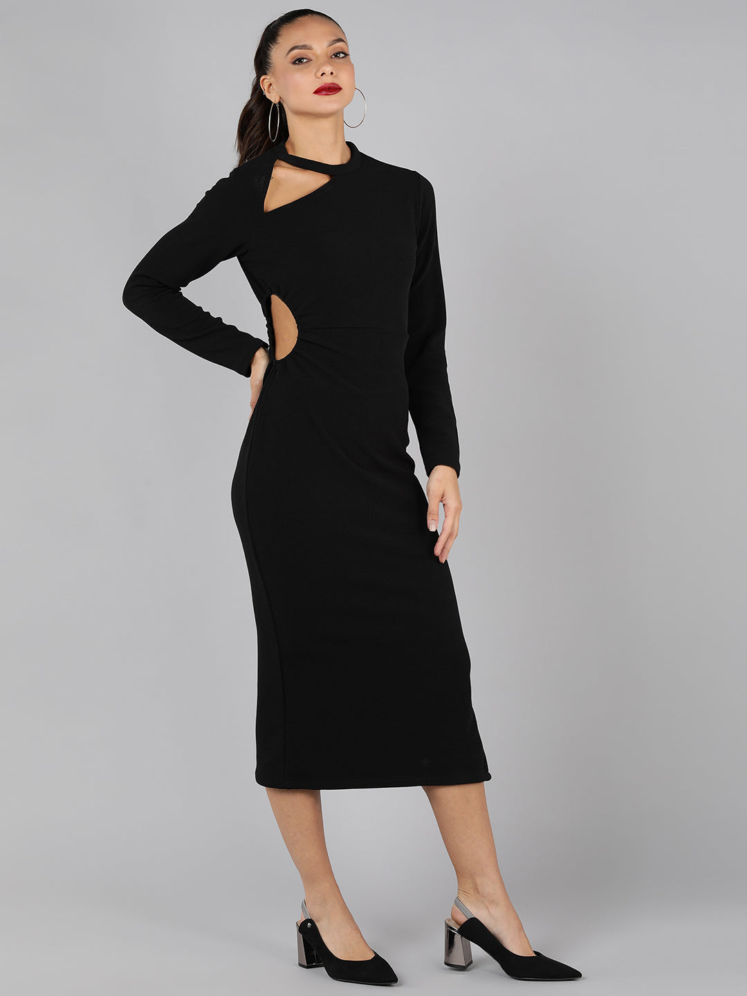 Golden Kite cut-out side slit midi dress