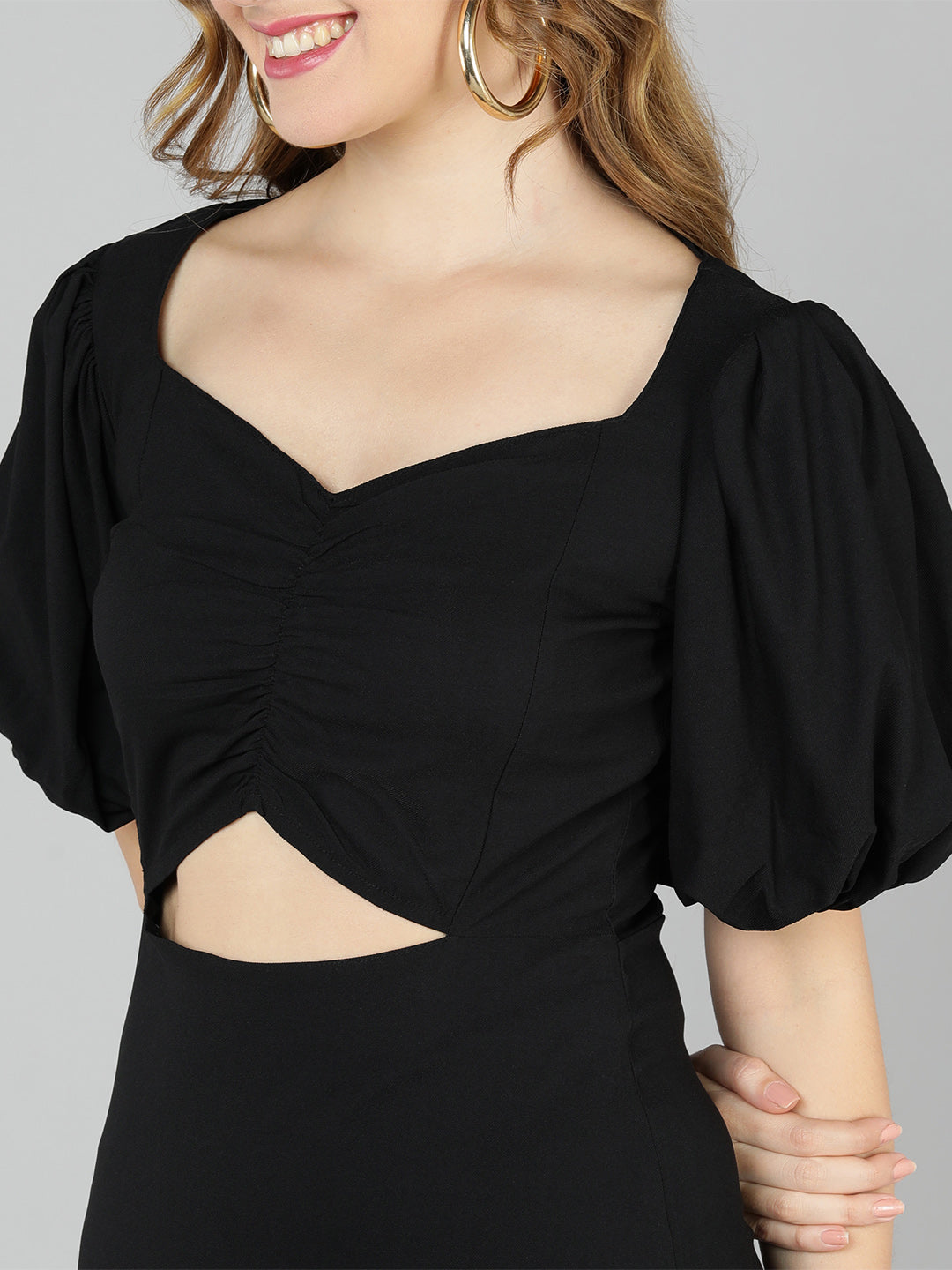 Golden Kite front rouching ,cut out midi dress