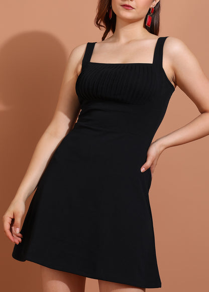 Golden Kite Front Pleated Style Fit and Flare Mini Dress