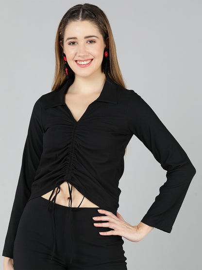 Golden Kite Green Shirt Style Top , Has a front drawstring detail