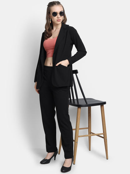 Golden Kite Women's Knotch Collar Polyester Blazer Pant Set