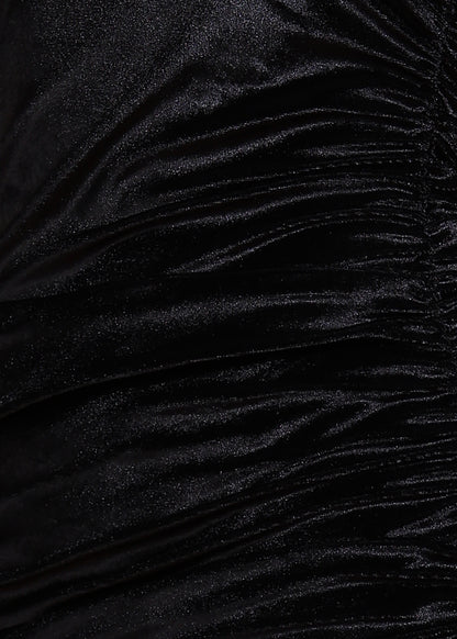 Golden Kite Black Front Gather Fitted Back Knot Detail Dress