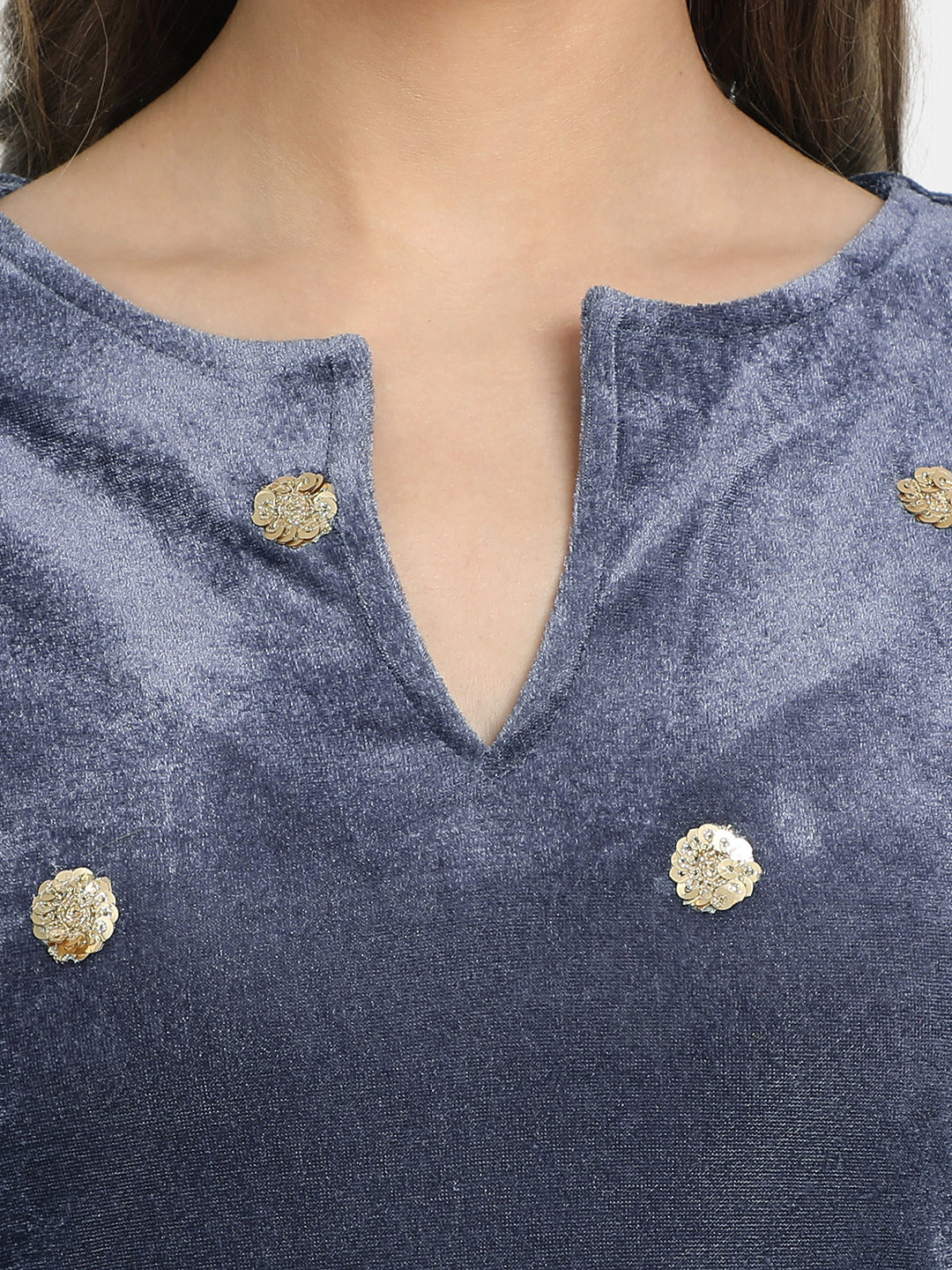 Golden Kite Velvet Embellished Kurta & Palazzos with Dupatta