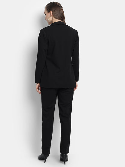 Golden Kite Women's Knotch Collar Polyester Blazer Pant Set