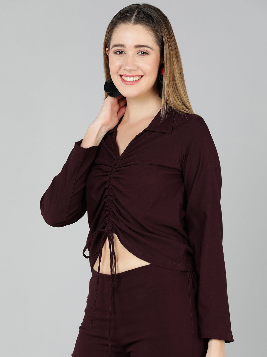 Golden Kite Green Shirt Style Top , Has a front drawstring detail