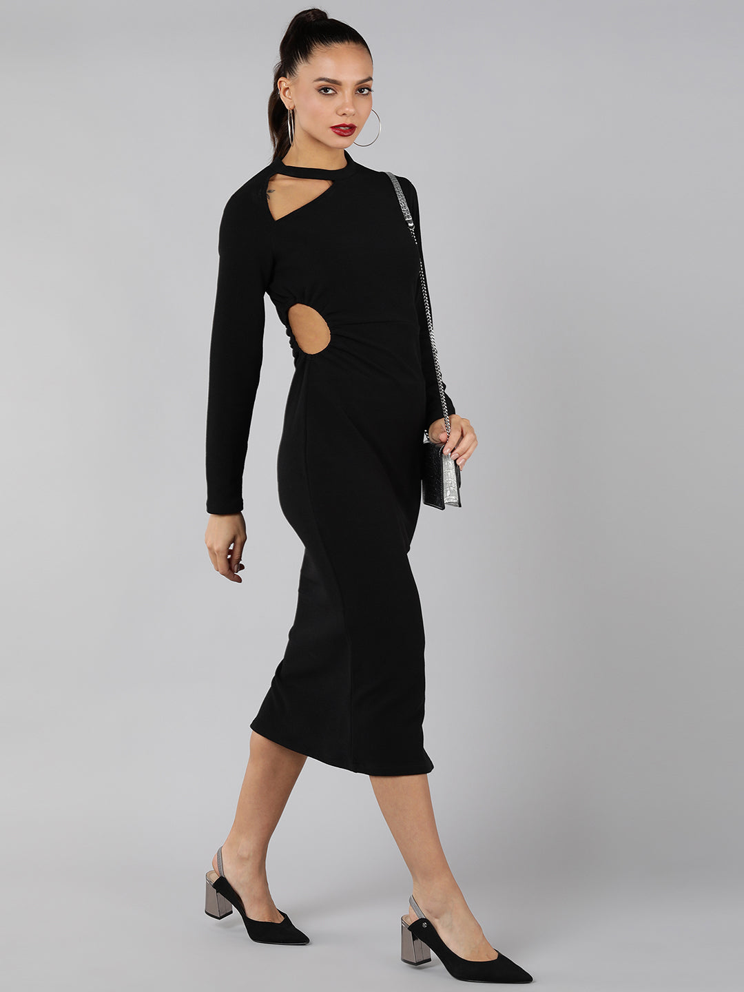 Golden Kite cut-out side slit midi dress