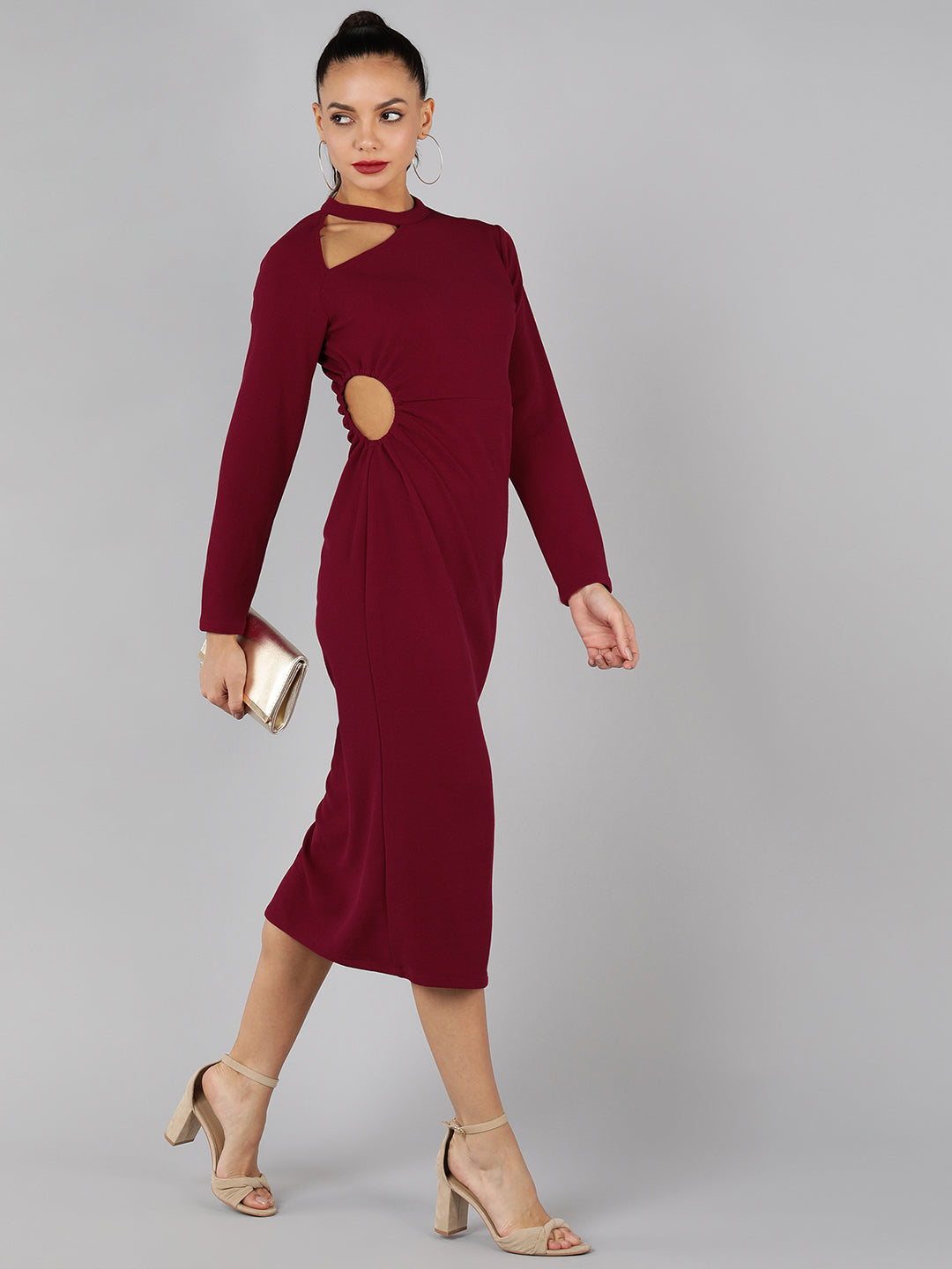 Golden Kite cut-out side slit midi dress