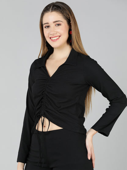 Golden Kite Green Shirt Style Top , Has a front drawstring detail