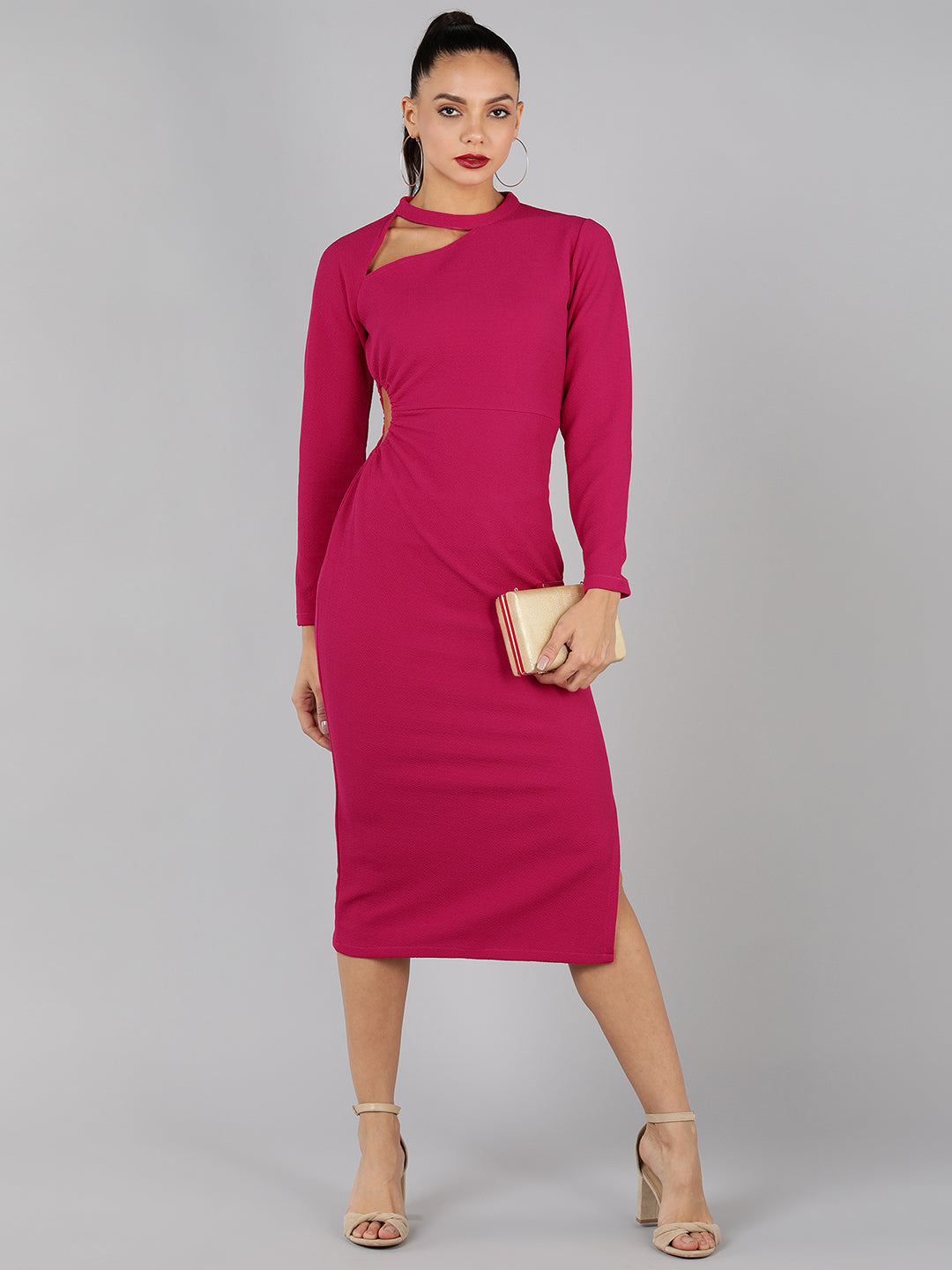 Golden Kite cut-out side slit midi dress