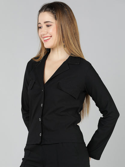 Golden Kite Women Solid Green Knotch Collar  Top,Has a front Button detail