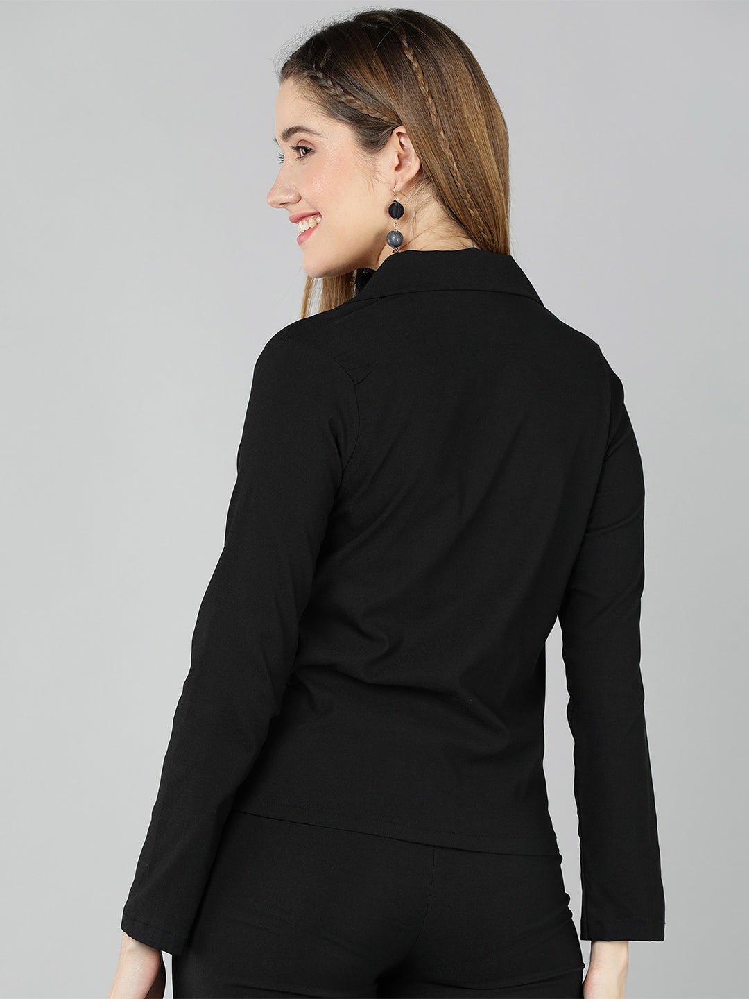 Golden Kite Women Solid Green Knotch Collar  Top,Has a front Button detail