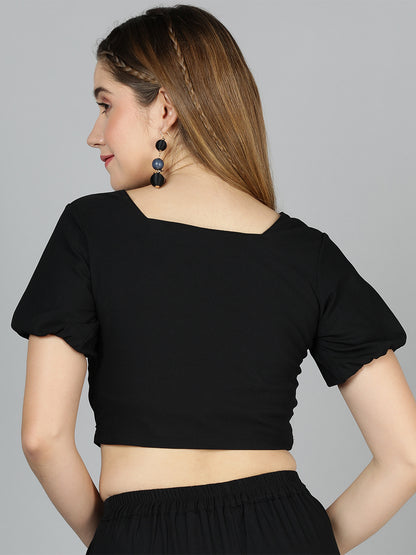 Golden Kite Women Solid Green Sweetheart Neck Front rouching Detail