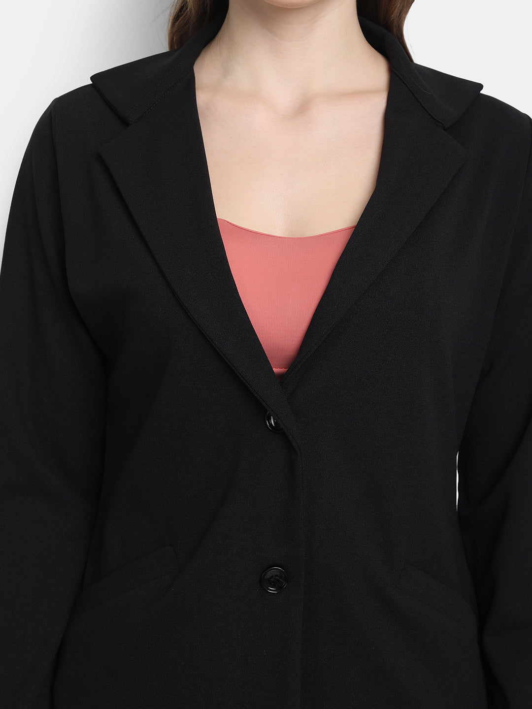 Golden Kite Women Black Solid Single-Breasted Formal Classic Blazer .