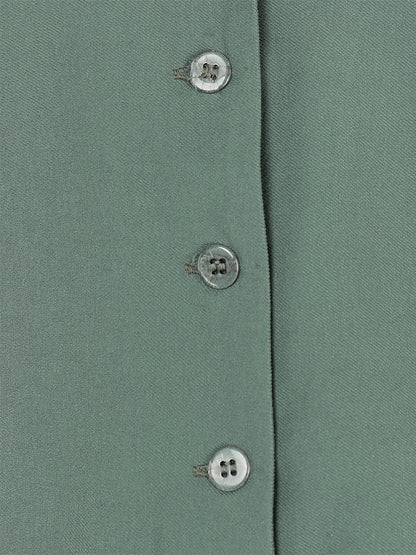 Golden Kite Women Solid Green Knotch Collar  Top,Has a front Button detail