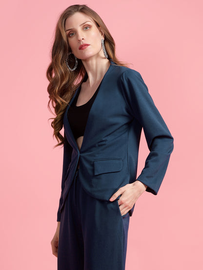 Golden Kite Women Black Solid Single-Breasted One Button Blazer