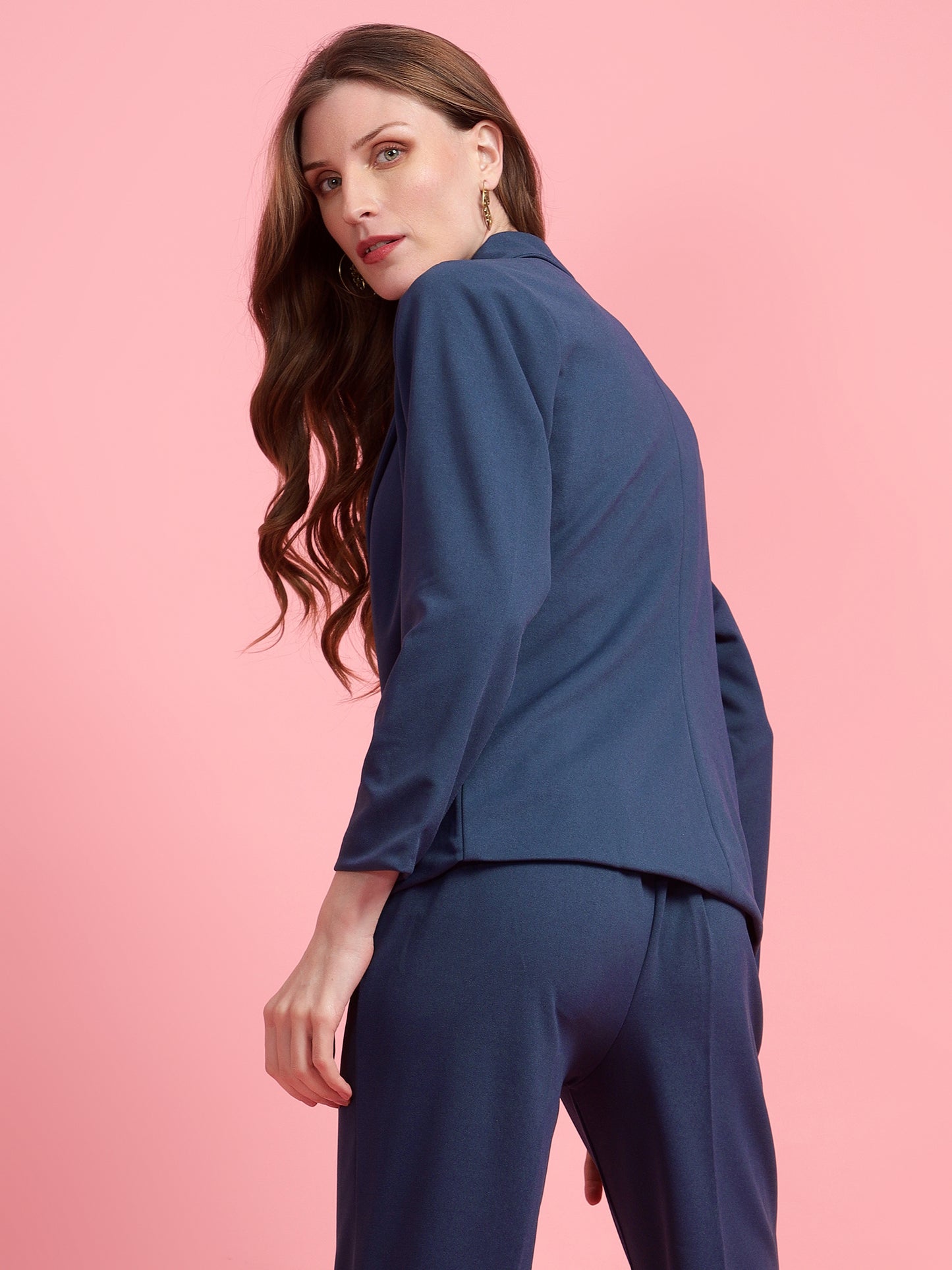 Golden Kite Black Solid Women Double-Breasted Blazer .