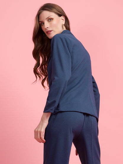 Golden Kite Black Solid Women Double-Breasted Blazer .