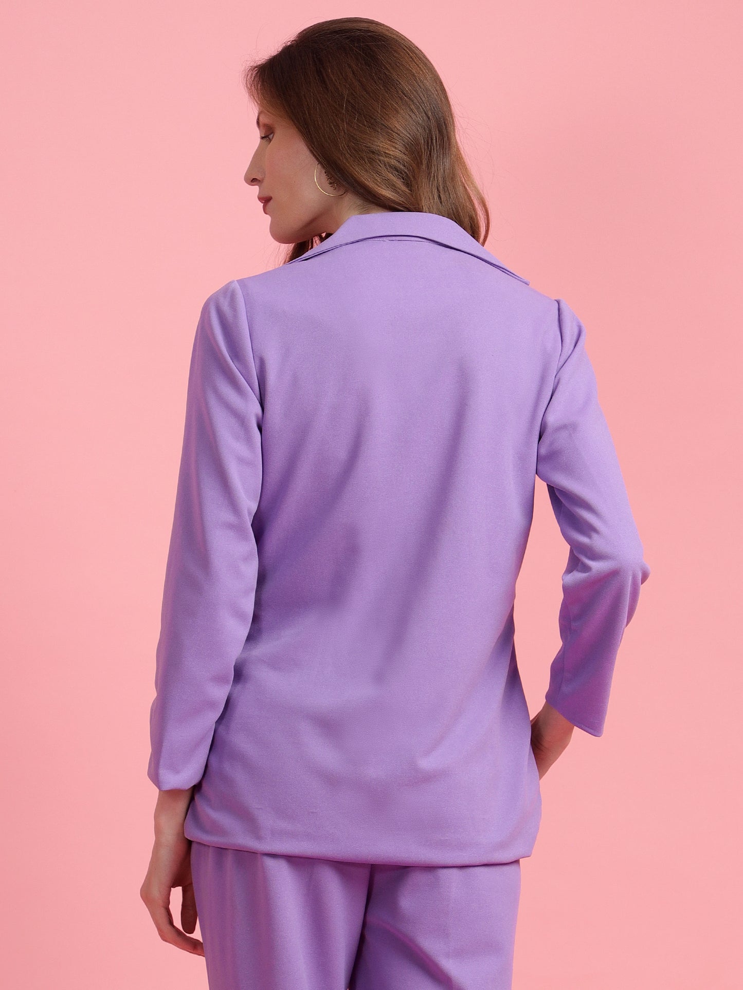 Golden Kite Women Purple Solid Single-Breasted Formal Classic Blazer .