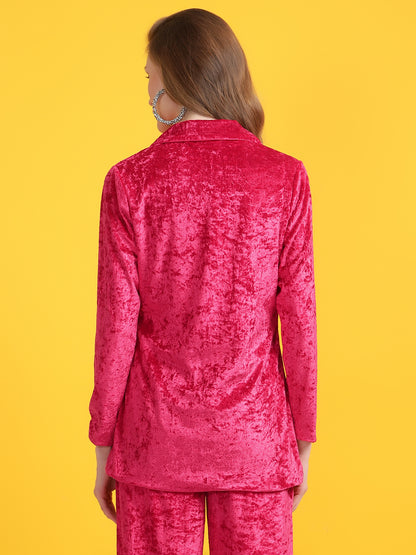 Golden Kite Black Solid Women Single-Breasted Velvet Blazer .