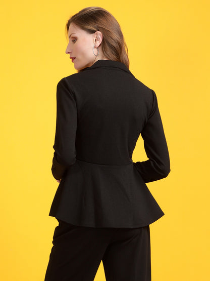 Golden Kite Black Women Solid A-Line Top ,Button Closure Detail