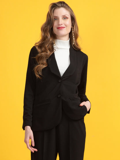 Golden Kite Black
Women Solid Regular Fit Single Breasted Shawl Collar Blazer