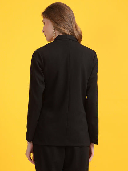 Golden Kite Black
Women Solid Regular Fit Single Breasted Shawl Collar Blazer