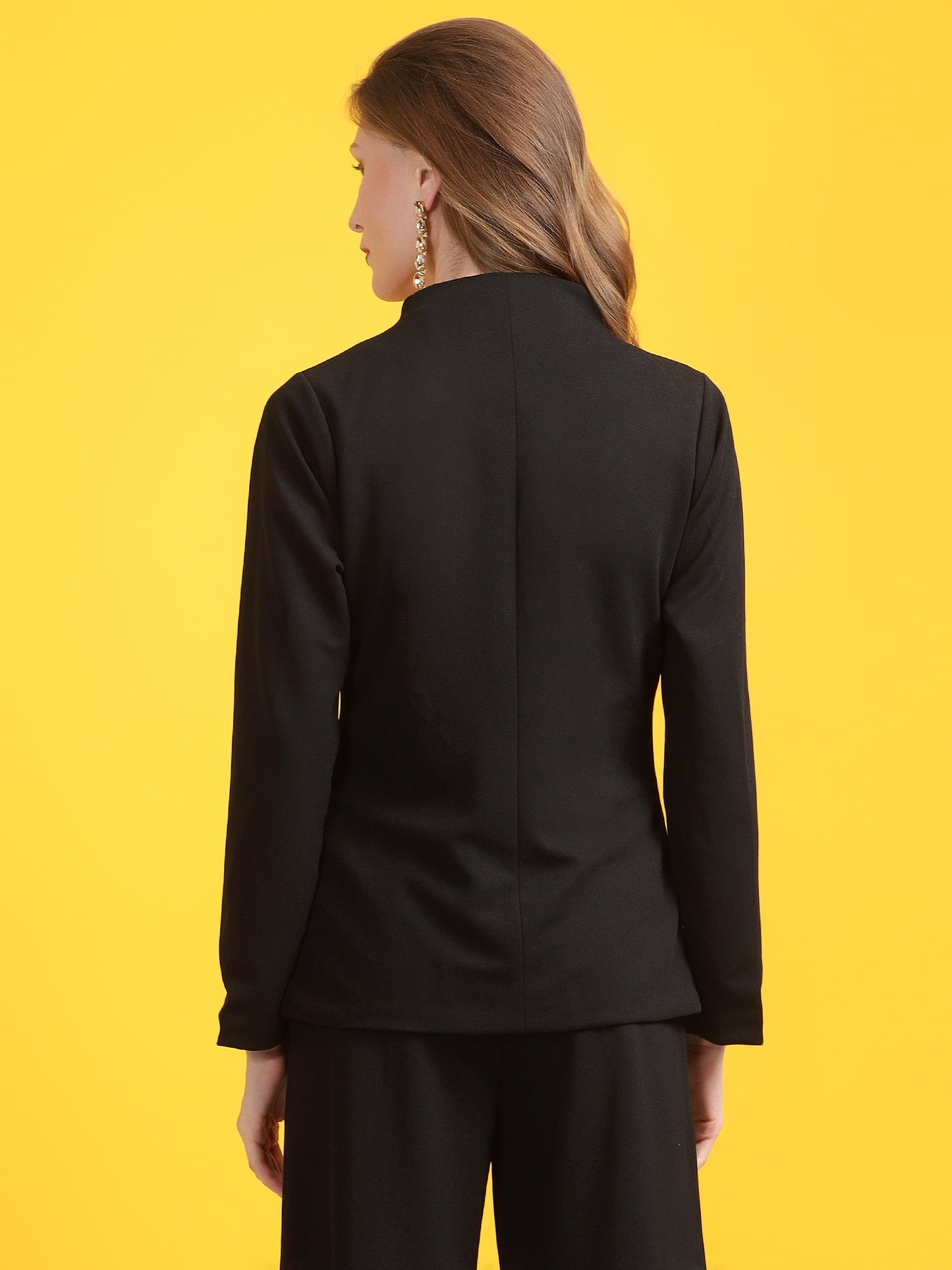 Golden Kite Women Black Solid Single-Breasted One Button Blazer