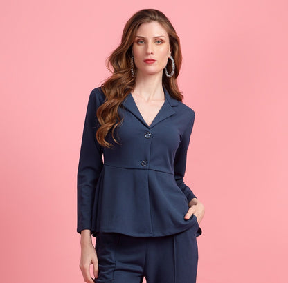 Golden Kite Black Women Solid A-Line Top ,Button Closure Detail