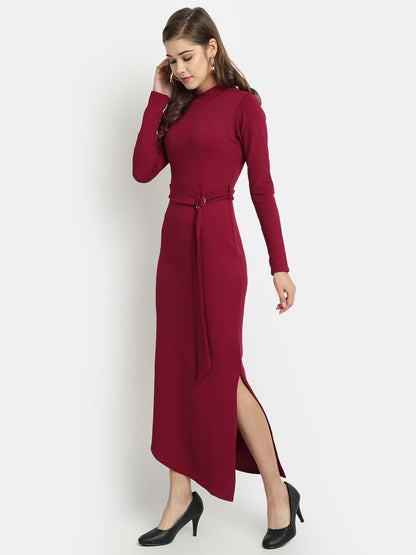 Golden Kite round neck side slit maxi dress