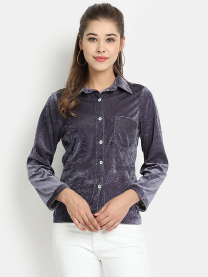 Golden Kite Fuchsia Women Solid Shirt Top ,Button Detail