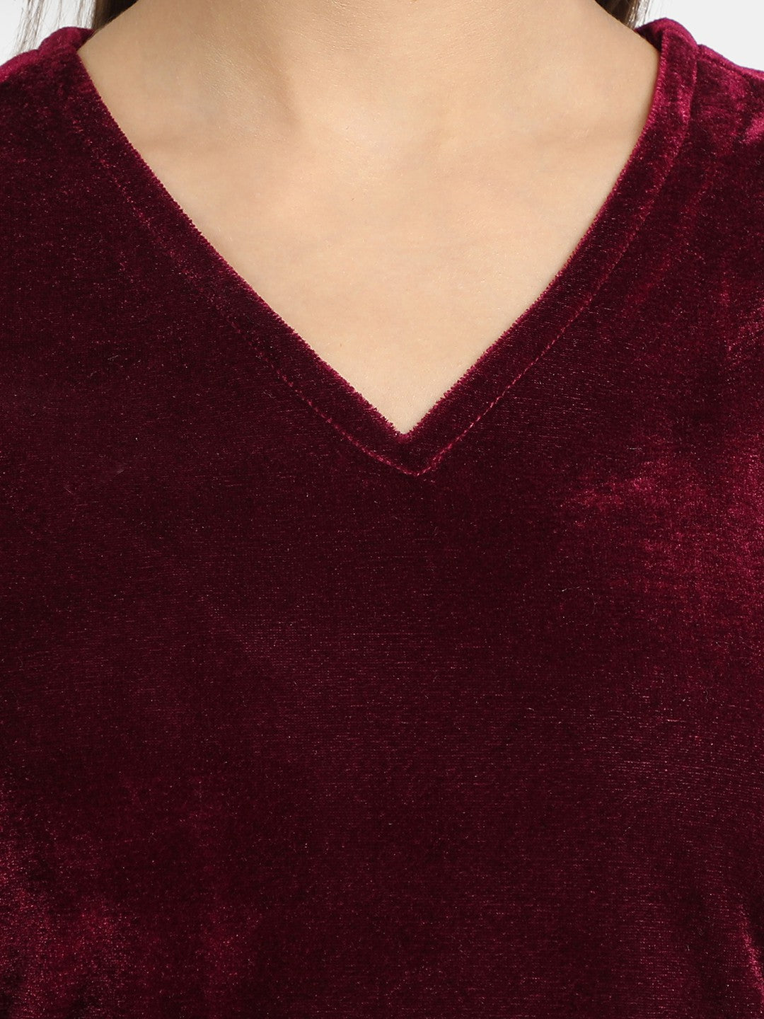 Golden Kite V-Neck A-line Velvet Midi Dress