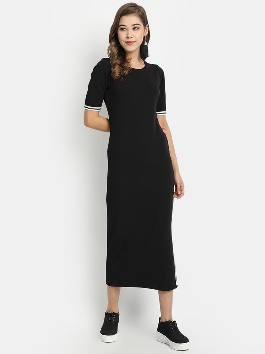 Golden Kite Round-Neck Bodycon Midi Dress