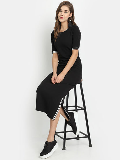 Golden Kite Round-Neck Bodycon Midi Dress