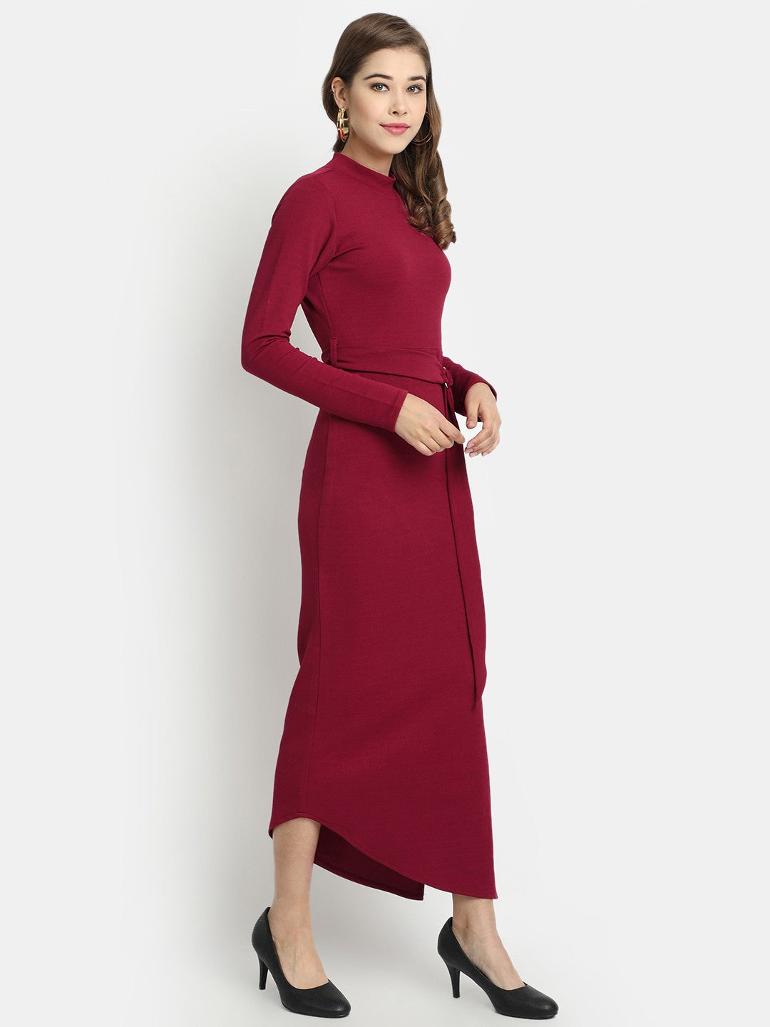 Golden Kite round neck side slit maxi dress